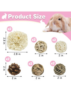 Bolas de Masticar Naturales Kathson para Conejos - 12 Piezas 2