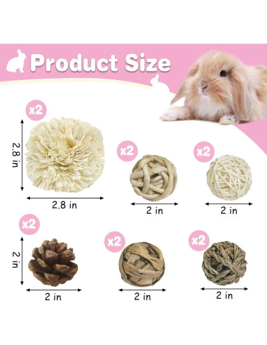 Bolas de Masticar Naturales Kathson para Conejos - 12 Piezas