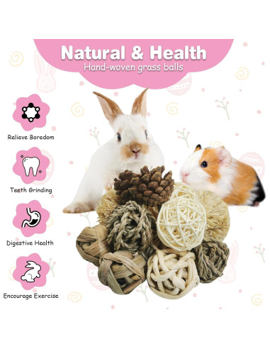 Bolas de Masticar Naturales Kathson para Conejos - 12 Piezas