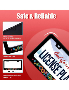 Marco de Placa de Licencia Acero Inoxidable BRAGHRTED Flores Hippie 2