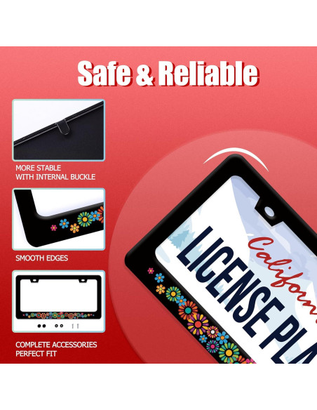 Marco de Placa de Licencia Acero Inoxidable BRAGHRTED Flores Hippie