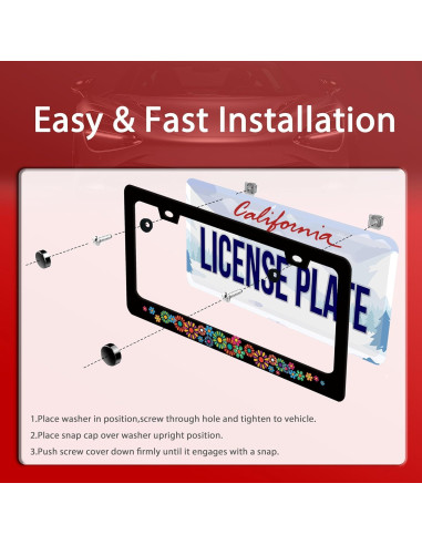 Marco de Placa de Licencia Acero Inoxidable BRAGHRTED Flores Hippie