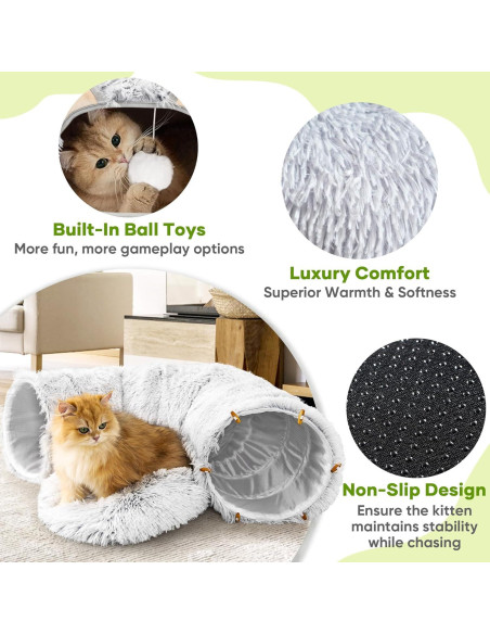 Cama túnel para gatos OUSUGA 91x91 cm con cojín lavable