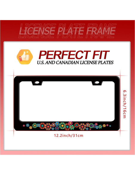 Marco de Placa de Licencia Acero Inoxidable BRAGHRTED Flores Hippie