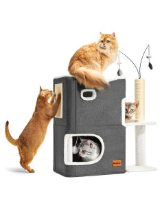 Casa para Gatos Nxwjoy Torre con Rascador y Cuevas 69.85x34.8cm