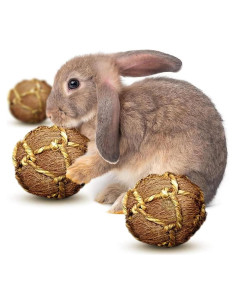 Pelotas de Coco para Conejos SunGrow - 3 Piezas, Alivio Estrés