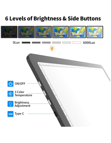 Mesa de Luz A4 TSOCOS 11000 Lux con 3 Colores y 6 Brillos