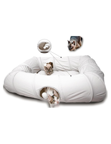 Cama de túnel para gatos XxingSheep XL 102x84 cm gris claro