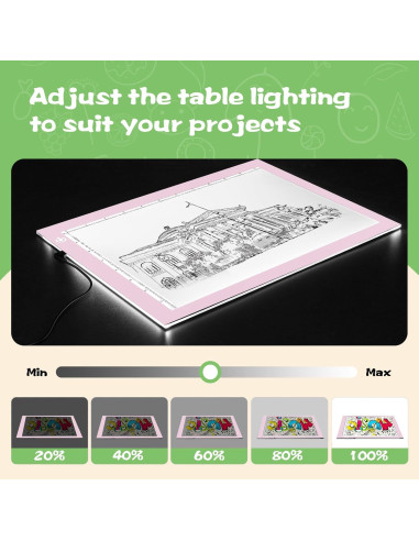 Tablero de Luz KIVOTAC GGE12 A4 USB Ajustable 9x12"