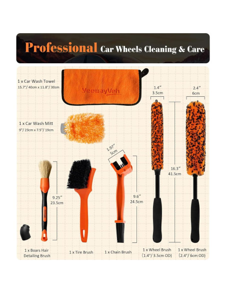 Kit de limpieza de motocicleta YeewayVeh 7 piezas con cepillos