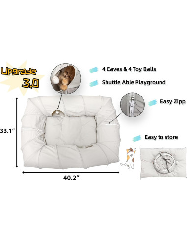 Cama de túnel para gatos XxingSheep XL 102x84 cm gris claro