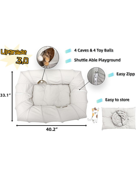 Cama de túnel para gatos XxingSheep XL 102x84 cm gris claro