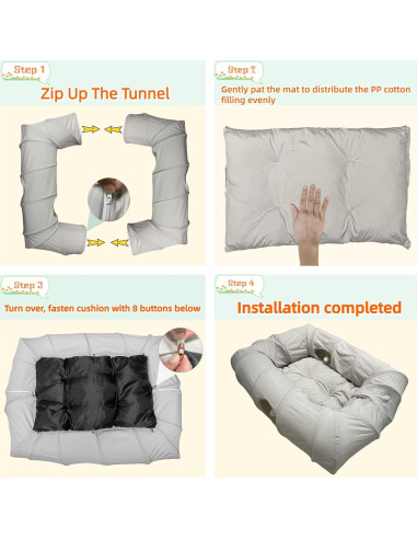 Cama de túnel para gatos XxingSheep XL 102x84 cm gris claro