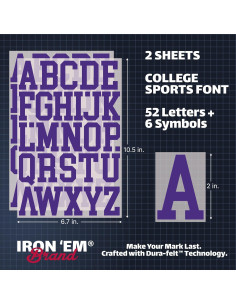 Letras de Plancha Moradas Iron 'Em 2" para Tela DIY 2