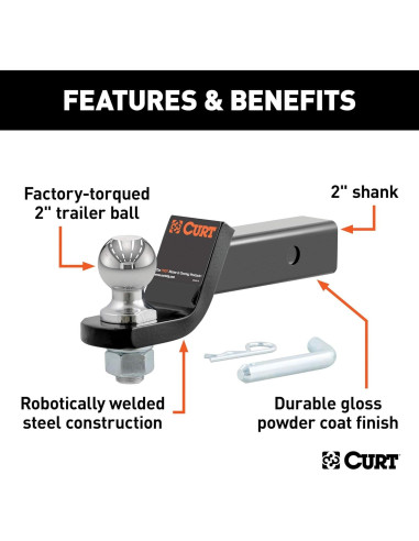 Soporte de Remolque CURT 45036 con Bola de 5 cm y Pasador
