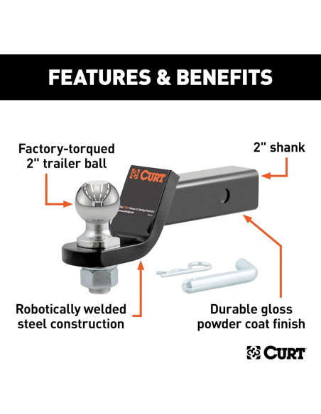 Soporte de Remolque CURT 45036 con Bola de 5 cm y Pasador
