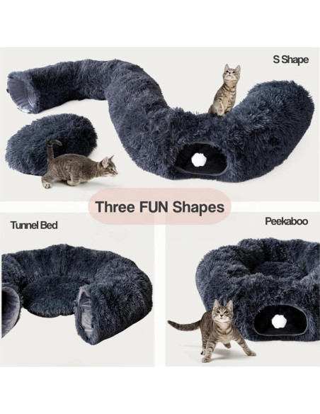 Túnel para Gatos Grandes - Cama Donut Esponjosa El Parque de los Gatos