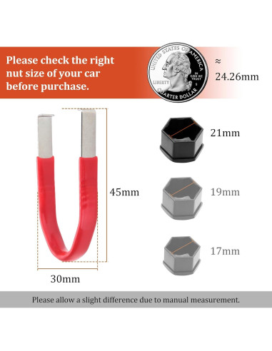 20 Cubiertas de Tuercas de Rueda AOIT 21mm Negro con Herramienta