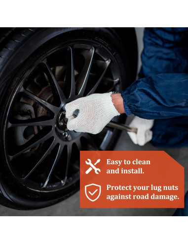 20 Cubiertas de Tuercas de Rueda AOIT 21mm Negro con Herramienta