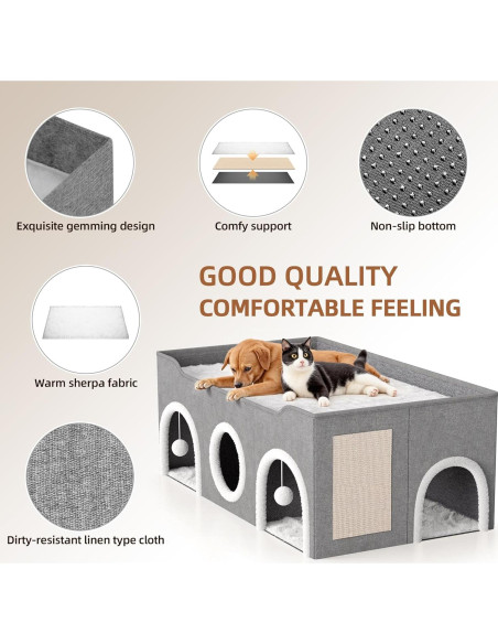 Casa para Gatos Extra Ancha TSYPAIRS 90x49.8x33.8 cm Gris Casa para Gatos Extra Ancha TSYPAIRS 90x49.8x33.8 cm Gris