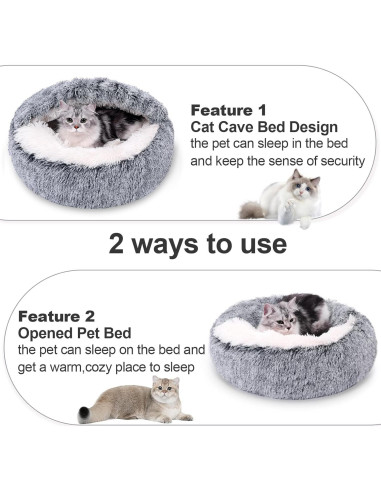Cama para Perros y Gatos MADDEMCUTE Gris S 50.8 cm Desmontable