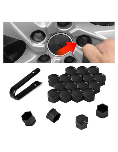 20 Cubiertas de Tuercas de Llantas Negras 19mm SamWinGear