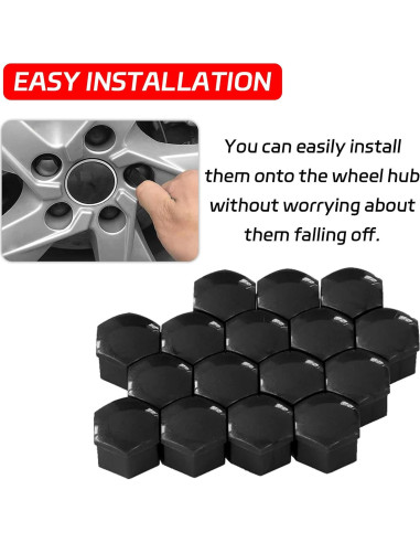 20 Cubiertas de Tuercas de Llantas Negras 19mm SamWinGear