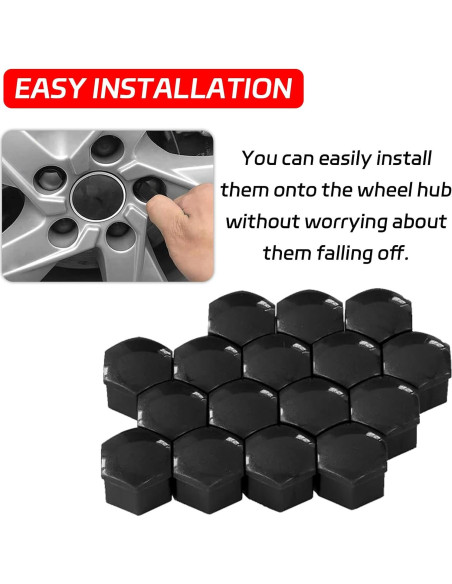 20 Cubiertas de Tuercas de Llantas Negras 19mm SamWinGear