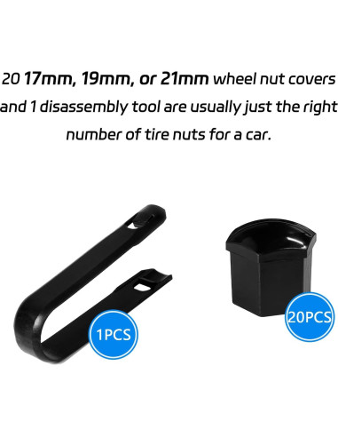20 Cubiertas de Tuercas de Llantas Negras 19mm SamWinGear