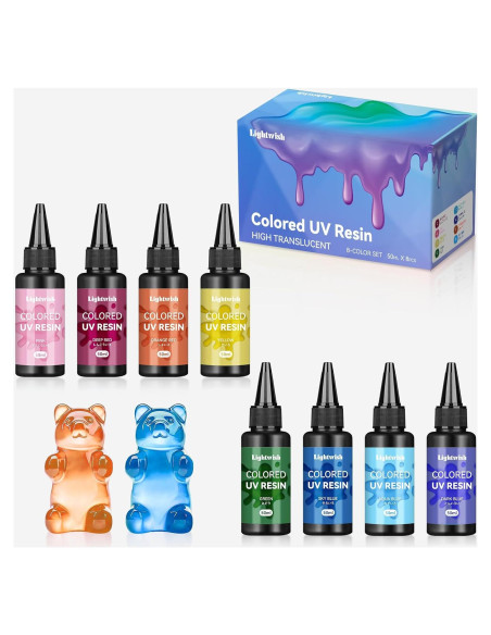 Resina UV de Color LIGHTWISH 400g Alta Transparencia 8 Colores