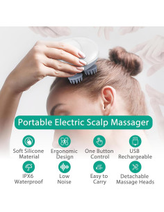 Masajeador Eléctrico de Cuero Cabelludo ORIA Blanco, 4 Cabezas 2