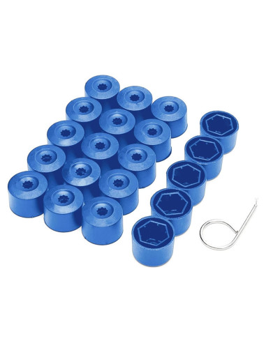 20 Cubiertas de Tuercas de Rueda JRYEM 17mm con Herramienta Azul