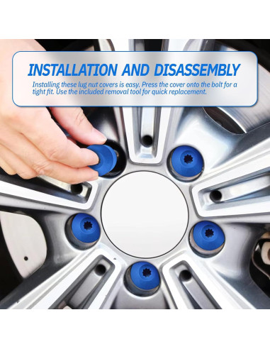20 Cubiertas de Tuercas de Rueda JRYEM 17mm con Herramienta Azul