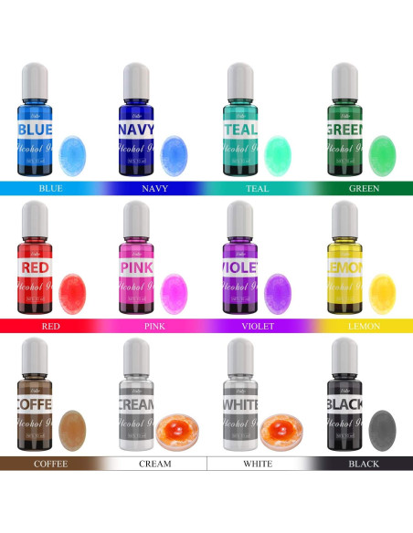 Juego de Tintas de Alcohol Limino - 12 Colores 10ml para Resina