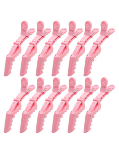 12 Clips de Pelo Rosa ACO-UINT para Estilizar y Seccionar