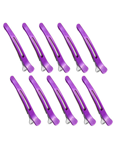 10 Clips de Pelo Profesionales Dkpyt Sin Deslizamiento Púrpura