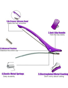 10 Clips de Pelo Profesionales Dkpyt Sin Deslizamiento Púrpura 2