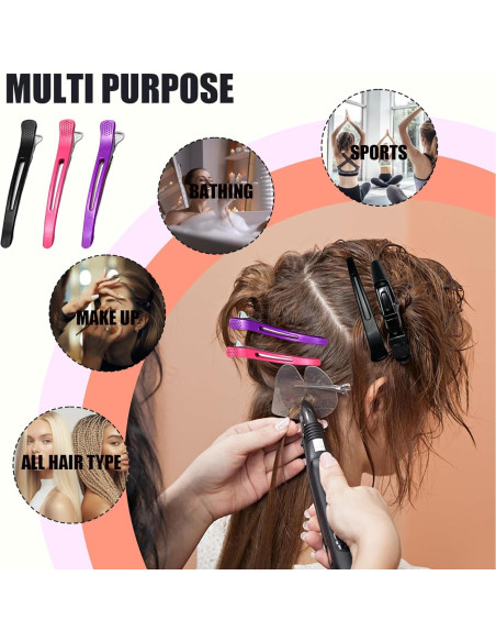 10 Clips de Pelo Profesionales Dkpyt Sin Deslizamiento Púrpura