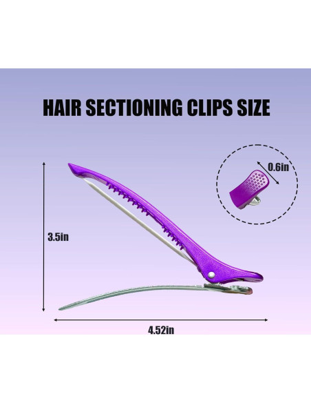 10 Clips de Pelo Profesionales Dkpyt Sin Deslizamiento Púrpura