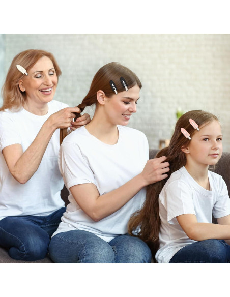 12 Clips para el Cabello Sin Dobleces LIGHOON - Rosa, Negro, Blanco