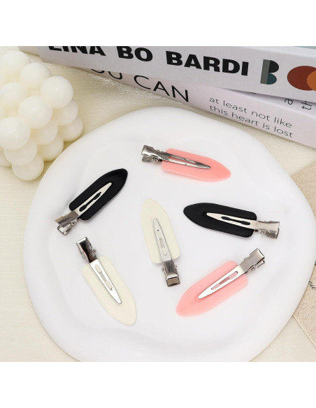 12 Clips para el Cabello Sin Dobleces LIGHOON - Rosa, Negro, Blanco