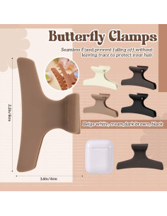 Clips de Pelo Mariposa Batiyeer 12 Pcs Antideslizantes Neutros 2