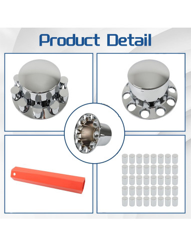 Cubiertas de Eje Cromadas WFLNHB para Semi-Tráiler 33mm