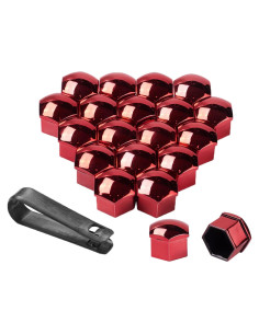 Cubiertas de Tuerca de Rueda 21 mm Rojo AuMoHall - 20 Unidades