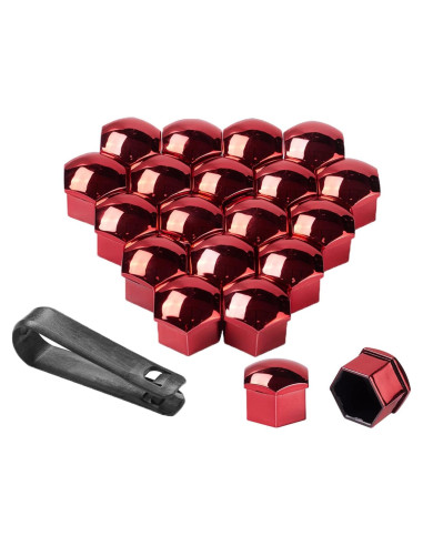 Cubiertas de Tuerca de Rueda 21 mm Rojo AuMoHall - 20 Unidades