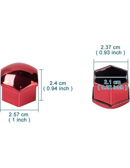 Cubiertas de Tuerca de Rueda 21 mm Rojo AuMoHall - 20 Unidades