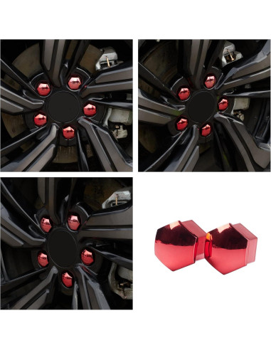 Cubiertas de Tuerca de Rueda 21 mm Rojo AuMoHall - 20 Unidades