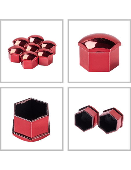 Cubiertas de Tuerca de Rueda 21 mm Rojo AuMoHall - 20 Unidades