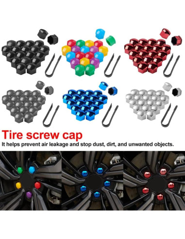 Cubiertas de Tuerca de Rueda 21 mm Rojo AuMoHall - 20 Unidades