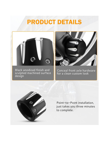 Tapa de Tuerca del Eje Delantero PBYMT Negra CNC Aluminio